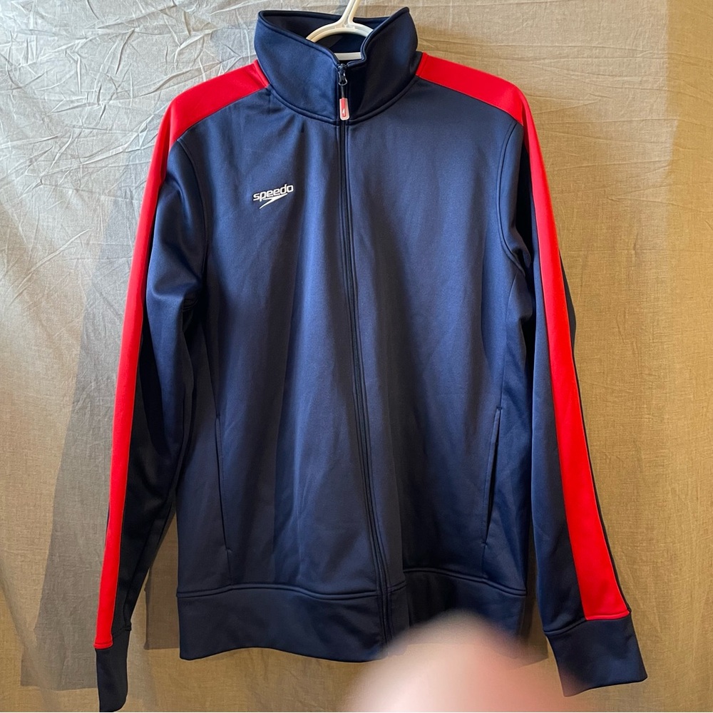 Speedo Dark Blue Jacket with Red Stripes